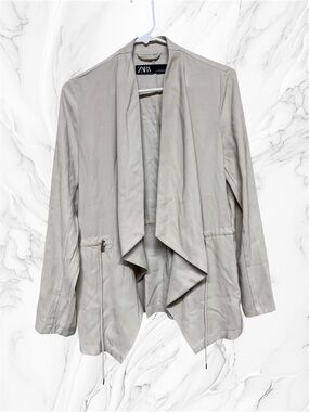 Zara Light Beige draped open front light Jacket small
